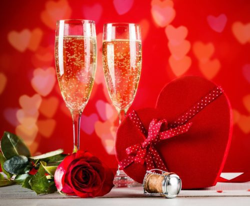 Valentines day background with champagne